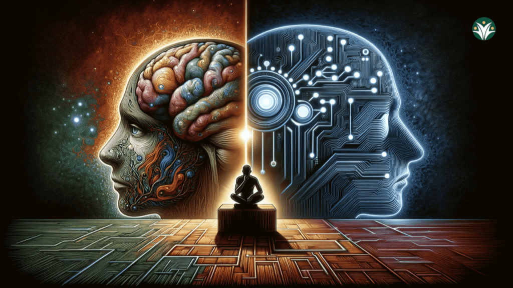 Contrapposizione tra pensiero umano e intelligenza artificiale (GenAi)